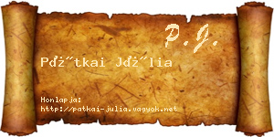 Pátkai Júlia névjegykártya